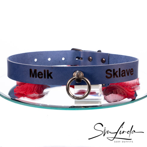 YOU  Personalisiertes Halsband mit O-Ring und Wunschtext, individuell erstellt. Verschiedene Farben, italienisches Premium Vacchetta Leder